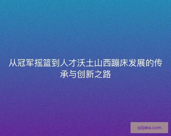 从冠军摇篮到人才沃土山西蹦床发展的传承与创新之路